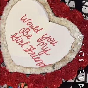 Heart-Shaped Cake with Red Roses